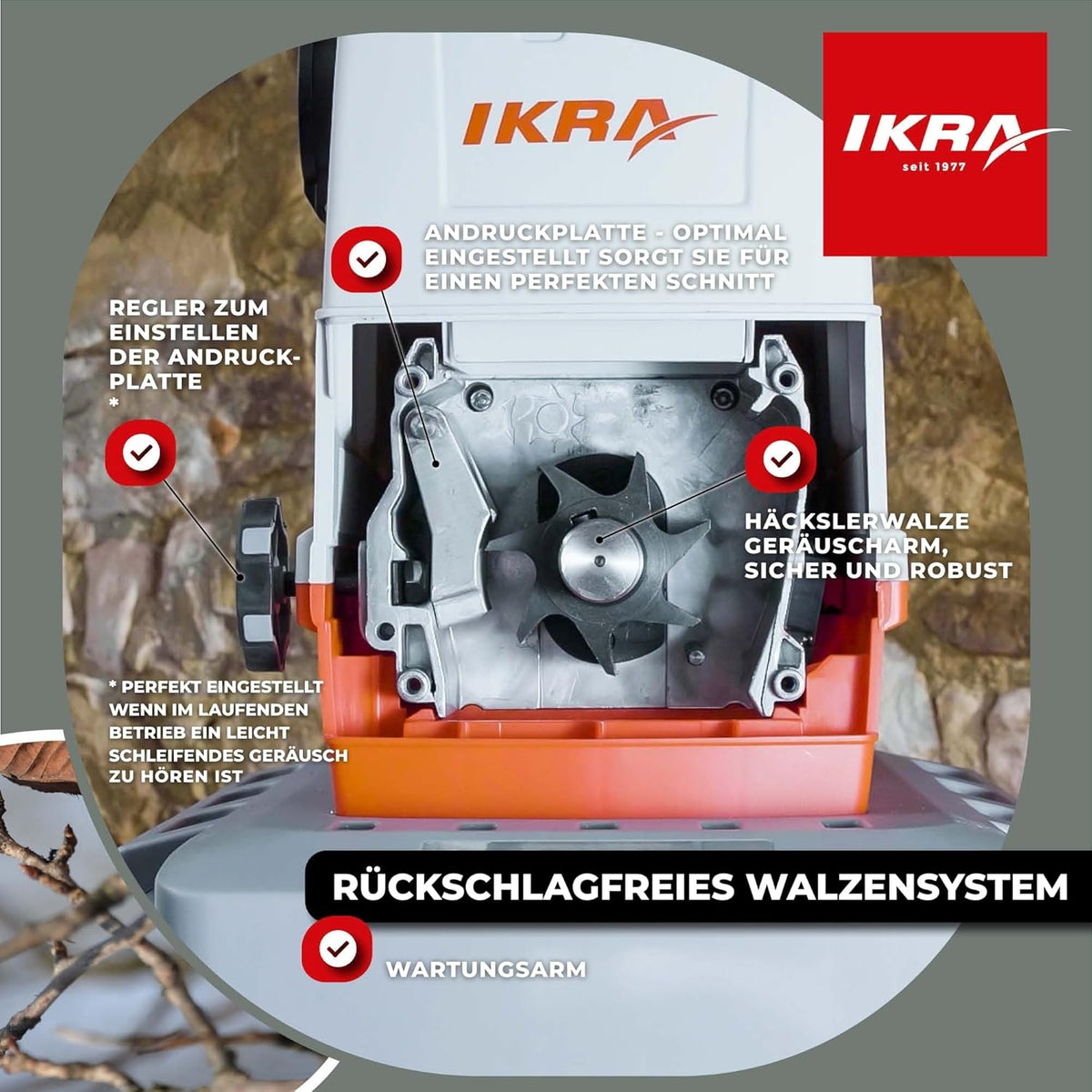 IKRA Elektro Gartenhäcksler Walzenhäcksler ILH 3000A, inkl. Gartenschere