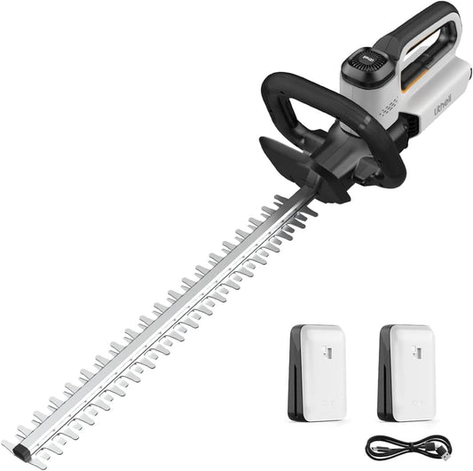 Litheli Akku-Heckenschere 56 cm mit 2 Akkus à 10.000 mAh, ergonomischem Griff und Anschlagschutz