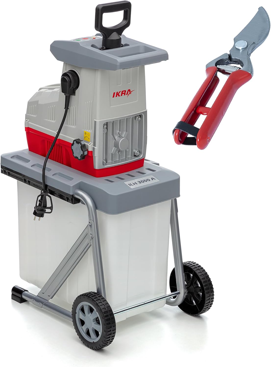 IKRA Elektro Gartenhäcksler Walzenhäcksler ILH 3000A, inkl. Gartenschere