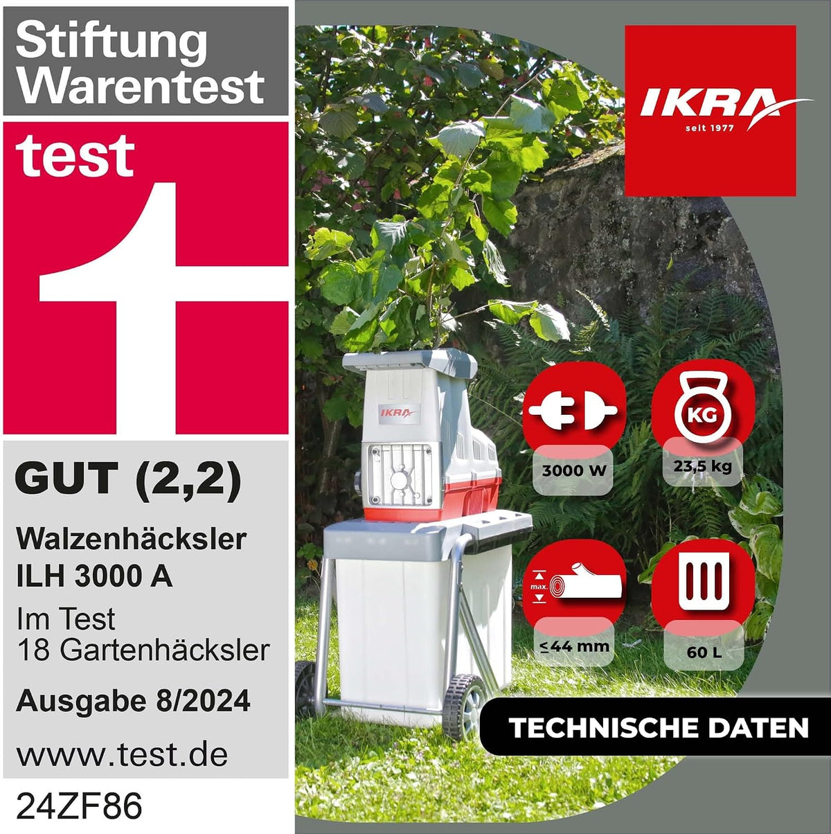 IKRA Elektro Gartenhäcksler Walzenhäcksler ILH 3000A, inkl. Gartenschere